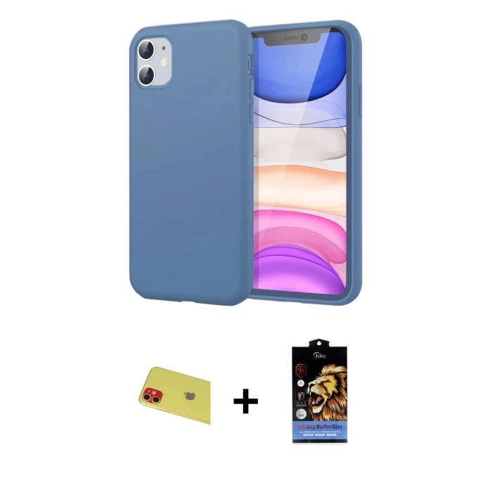 MARSİLYAN™- iPhone 11 Kılıf Kozmos Yansıma Özel Seri - Siyah Buffer Hayalet Cam Ekran Koruyucu + Rainbow Kamera Lens Koruma Cam - KI