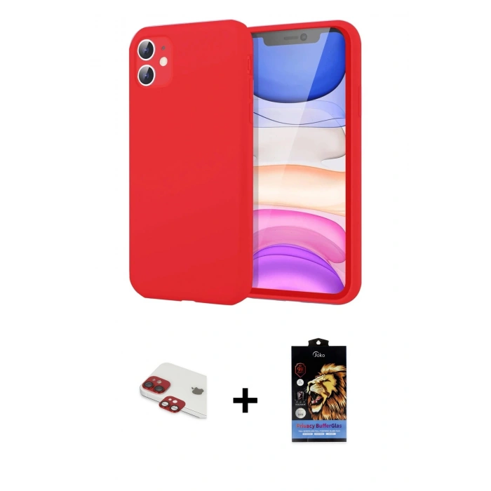 MARSİLYAN™- iPhone 11 Kılıf Kozmos Yansıma Özel Seri - Siyah Buffer Hayalet Cam Ekran Koruyucu + Pers Alüminyum Kamera Lens - KI