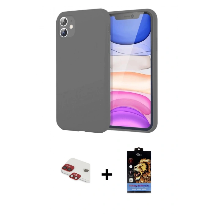 MARSİLYAN™- iPhone 11 Kılıf Kozmos Yansıma Özel Seri - Siyah Buffer Hayalet Cam Ekran Koruyucu + Pers Alüminyum Kamera Lens - KI