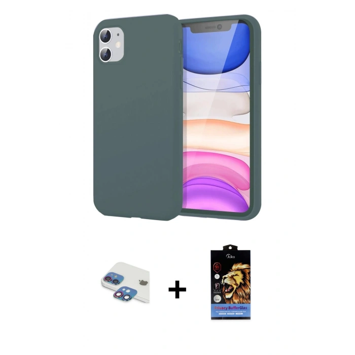 MARSİLYAN™- iPhone 11 Kılıf Kozmos Yansıma Özel Seri - Siyah Buffer Hayalet Cam Ekran Koruyucu + Pers Alüminyum Kamera Lens - GI