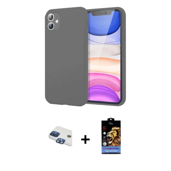 MARSİLYAN™- iPhone 11 Kılıf Kozmos Yansıma Özel Seri - Siyah Buffer Hayalet Cam Ekran Koruyucu + Pers Alüminyum Kamera Lens - LT