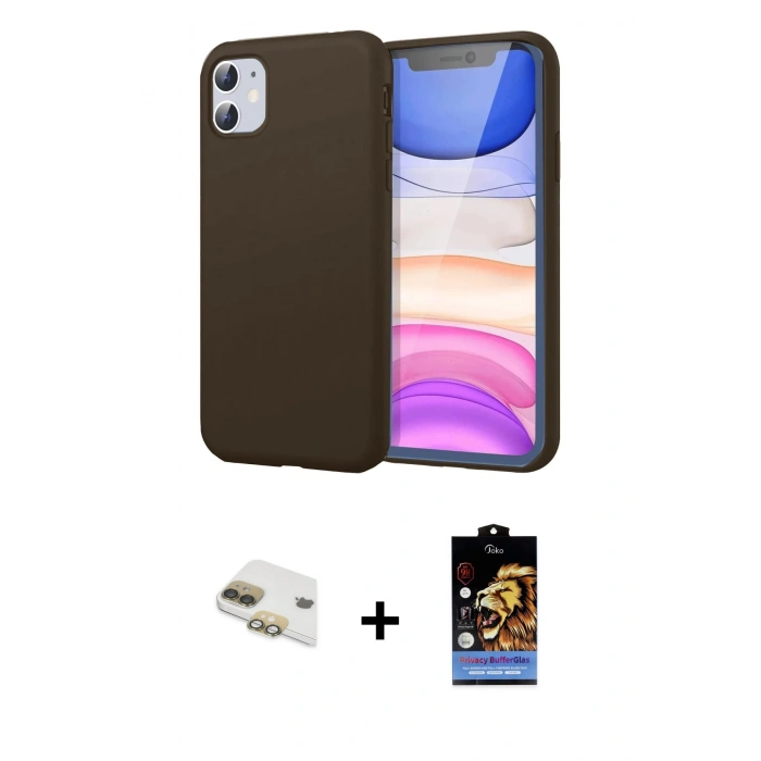 MARSİLYAN™- iPhone 11 Kılıf Kozmos Yansıma Özel Seri - Siyah Buffer Hayalet Cam Ekran Koruyucu + Pers Alüminyum Kamera Lens - GD