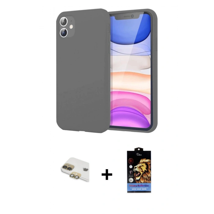MARSİLYAN™- iPhone 11 Kılıf Kozmos Yansıma Özel Seri - Siyah Buffer Hayalet Cam Ekran Koruyucu + Pers Alüminyum Kamera Lens - GD