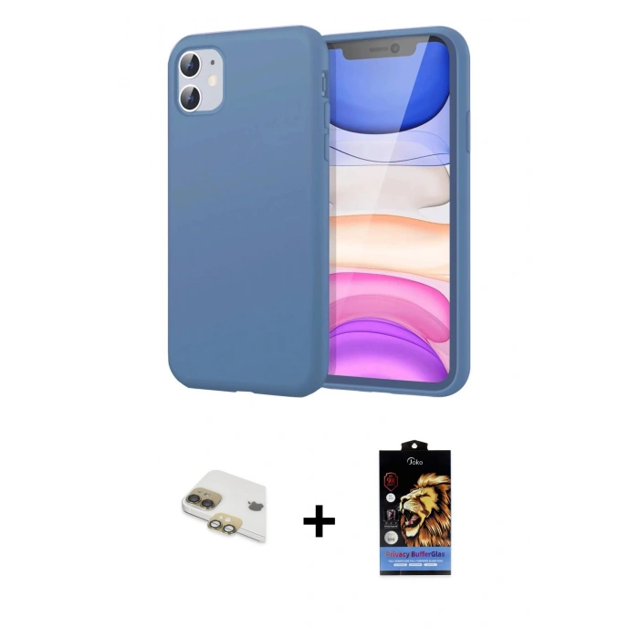MARSİLYAN™- iPhone 11 Kılıf Kozmos Yansıma Özel Seri - Siyah Buffer Hayalet Cam Ekran Koruyucu + Pers Alüminyum Kamera Lens - GD