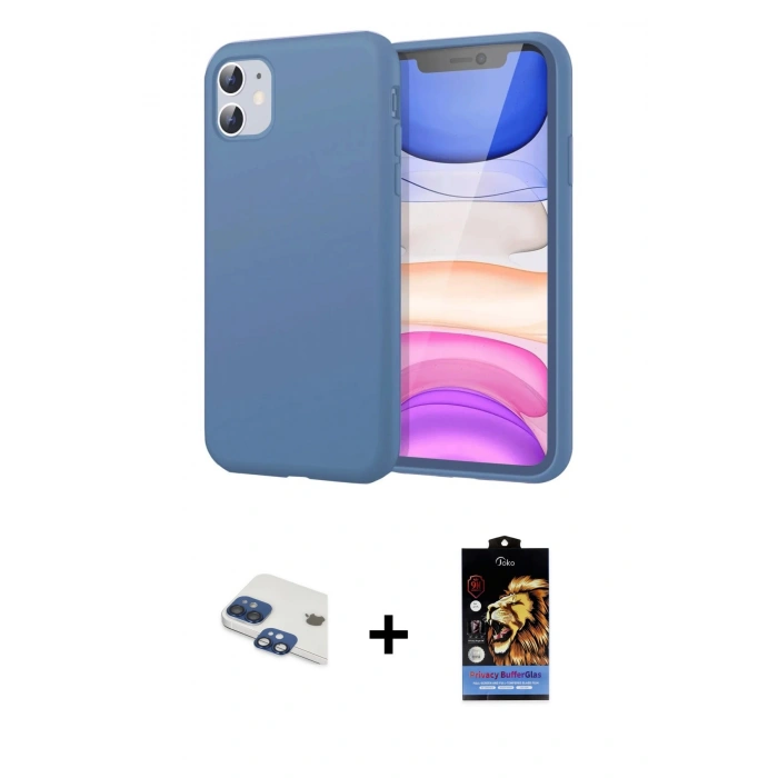 MARSİLYAN™- iPhone 11 Kılıf Kozmos Yansıma Özel Seri - Siyah Buffer Hayalet Cam Ekran Koruyucu + Pers Alüminyum Kamera Lens - LT