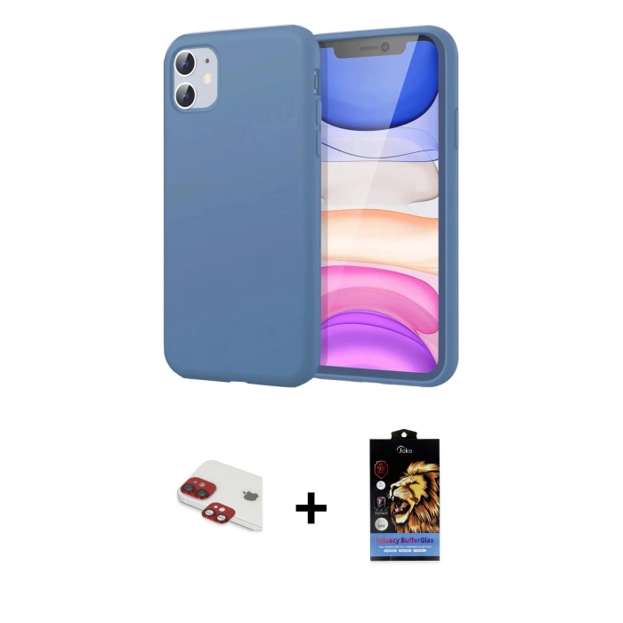 MARSİLYAN™- iPhone 11 Kılıf Kozmos Yansıma Özel Seri - Siyah Buffer Hayalet Cam Ekran Koruyucu + Pers Alüminyum Kamera Lens - KI