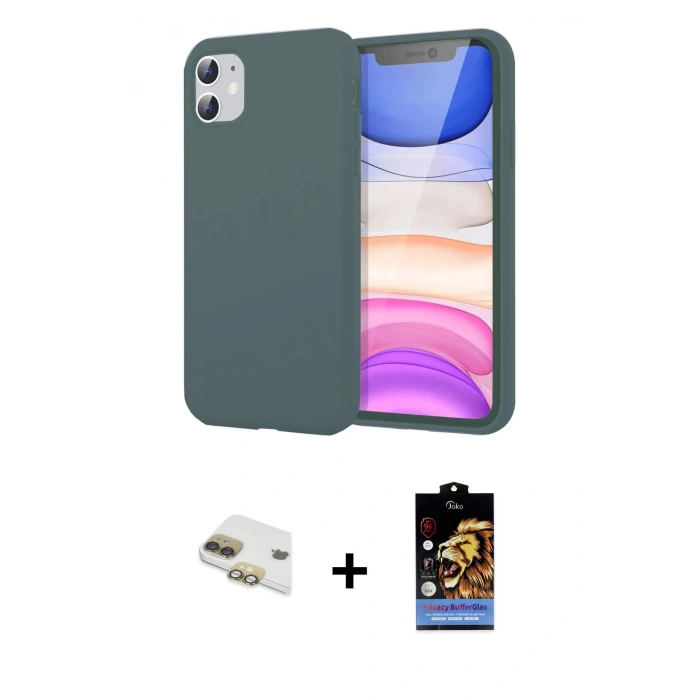 MARSİLYAN™- iPhone 11 Kılıf Kozmos Yansıma Özel Seri - Siyah Buffer Hayalet Cam Ekran Koruyucu + Pers Alüminyum Kamera Lens - GD