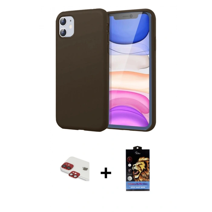MARSİLYAN™- iPhone 11 Kılıf Kozmos Yansıma Özel Seri - Siyah Buffer Hayalet Cam Ekran Koruyucu + Pers Alüminyum Kamera Lens - KI