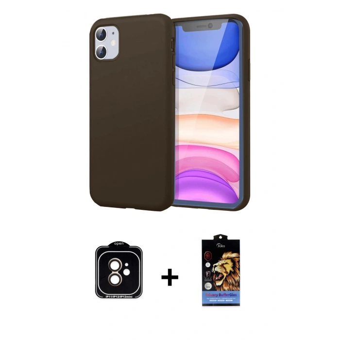 MARSİLYAN™- iPhone 11 Kılıf Kozmos Yansıma Özel Seri - Siyah Buffer Hayalet Cam Ekran Koruyucu + PVD Metal Kamera Lens - TU