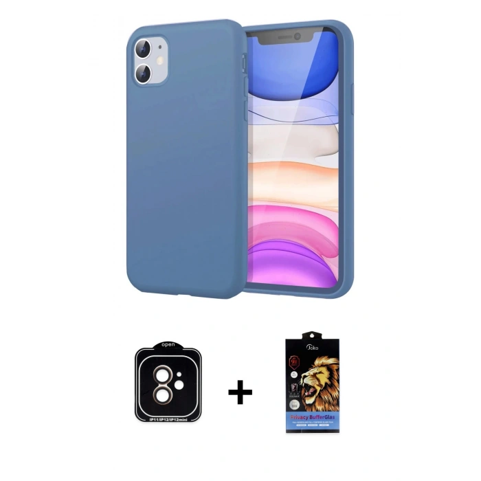 MARSİLYAN™- iPhone 11 Kılıf Kozmos Yansıma Özel Seri - Siyah Buffer Hayalet Cam Ekran Koruyucu + PVD Metal Kamera Lens - TU
