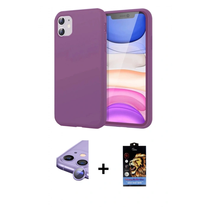 MARSİLYAN™- iPhone 11 Kılıf Kozmos Yansıma Özel Seri - Siyah Buffer Hayalet Cam Ekran Koruyucu + Raze Metal Kamera Lens - MR