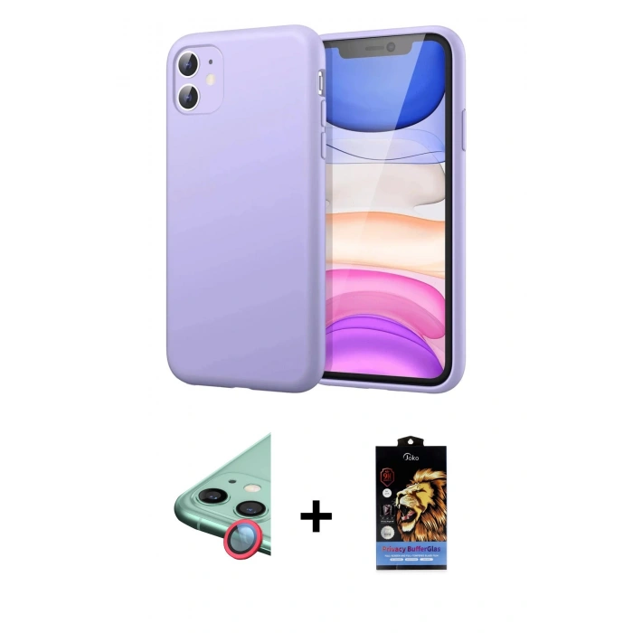 MARSİLYAN™- iPhone 11 Kılıf Kozmos Yansıma Özel Seri - Siyah Buffer Hayalet Cam Ekran Koruyucu + Raze Metal Kamera Lens - KI