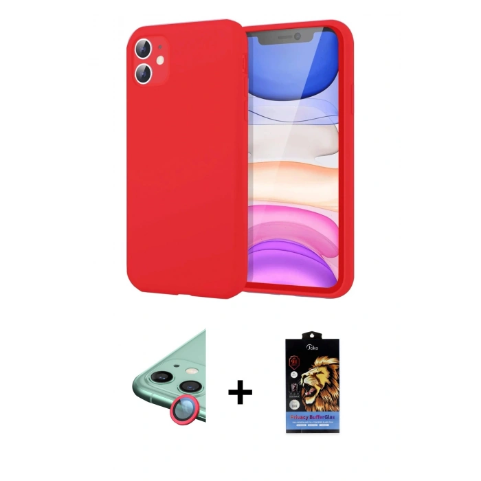 MARSİLYAN™- iPhone 11 Kılıf Kozmos Yansıma Özel Seri - Siyah Buffer Hayalet Cam Ekran Koruyucu + Raze Metal Kamera Lens - KI