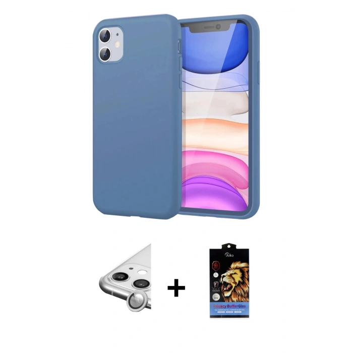 MARSİLYAN™- iPhone 11 Kılıf Kozmos Yansıma Özel Seri - Siyah Buffer Hayalet Cam Ekran Koruyucu + Raze Metal Kamera Lens - GS