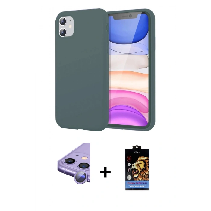 MARSİLYAN™- iPhone 11 Kılıf Kozmos Yansıma Özel Seri - Siyah Buffer Hayalet Cam Ekran Koruyucu + Raze Metal Kamera Lens - MR