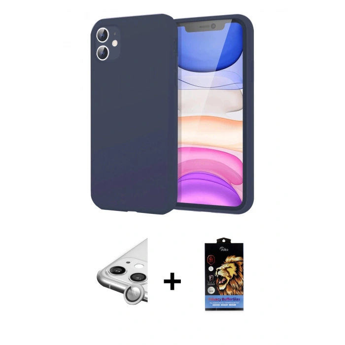 MARSİLYAN™- iPhone 11 Kılıf Kozmos Yansıma Özel Seri - Siyah Buffer Hayalet Cam Ekran Koruyucu + Raze Metal Kamera Lens - GS