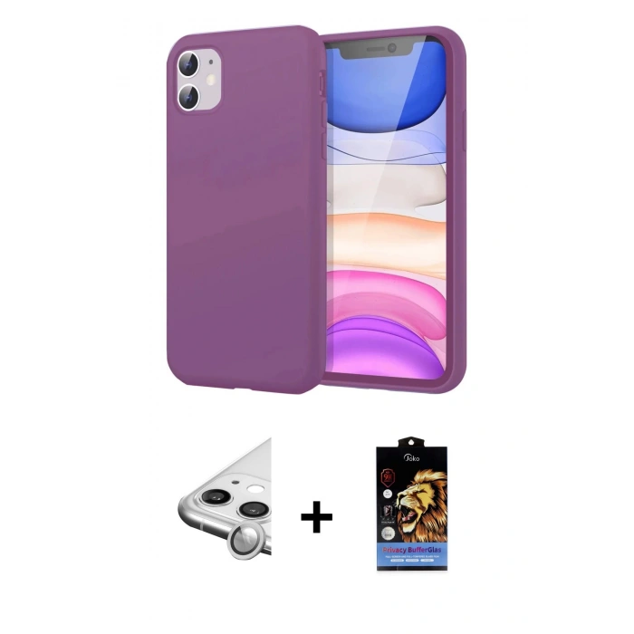 MARSİLYAN™- iPhone 11 Kılıf Kozmos Yansıma Özel Seri - Siyah Buffer Hayalet Cam Ekran Koruyucu + Raze Metal Kamera Lens - GS