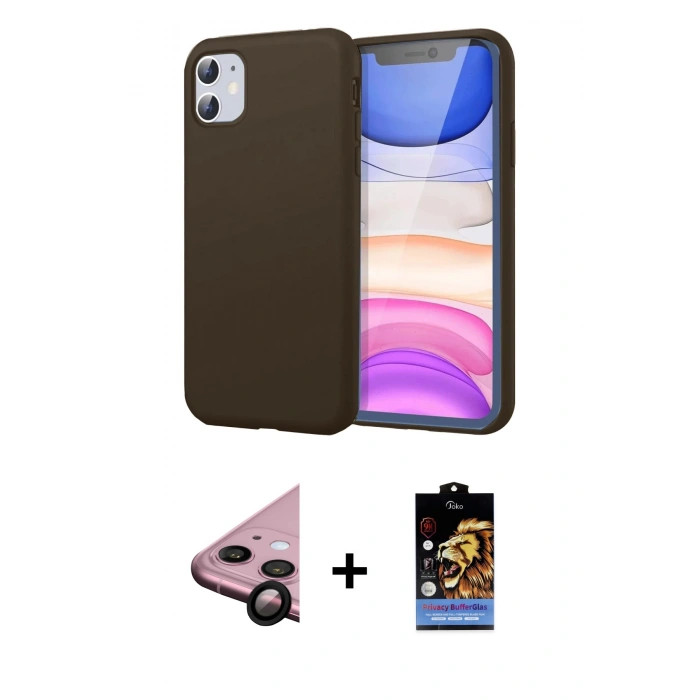 MARSİLYAN™- iPhone 11 Kılıf Kozmos Yansıma Özel Seri - Siyah Buffer Hayalet Cam Ekran Koruyucu + Raze Metal Kamera Lens - SH