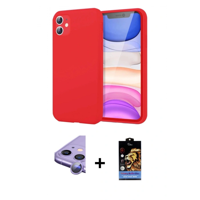 MARSİLYAN™- iPhone 11 Kılıf Kozmos Yansıma Özel Seri - Siyah Buffer Hayalet Cam Ekran Koruyucu + Raze Metal Kamera Lens - MR