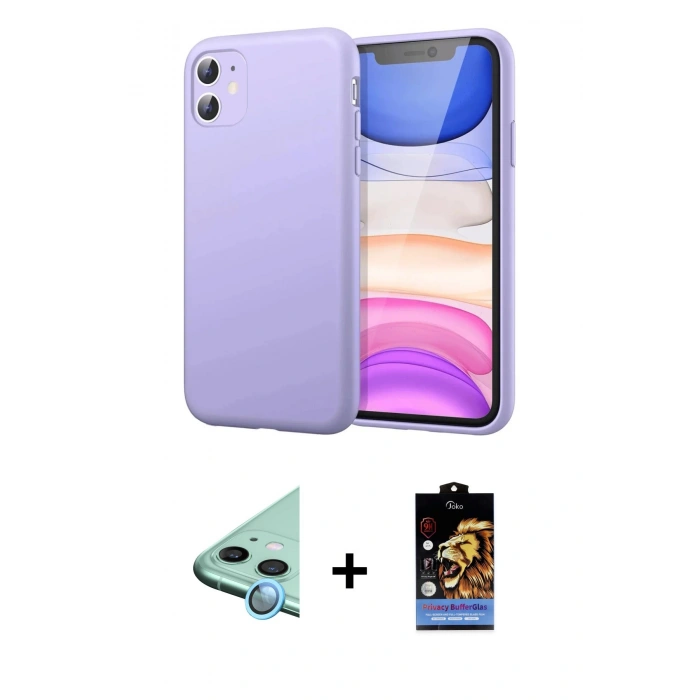 MARSİLYAN™- iPhone 11 Kılıf Kozmos Yansıma Özel Seri - Siyah Buffer Hayalet Cam Ekran Koruyucu + Raze Metal Kamera Lens - MI