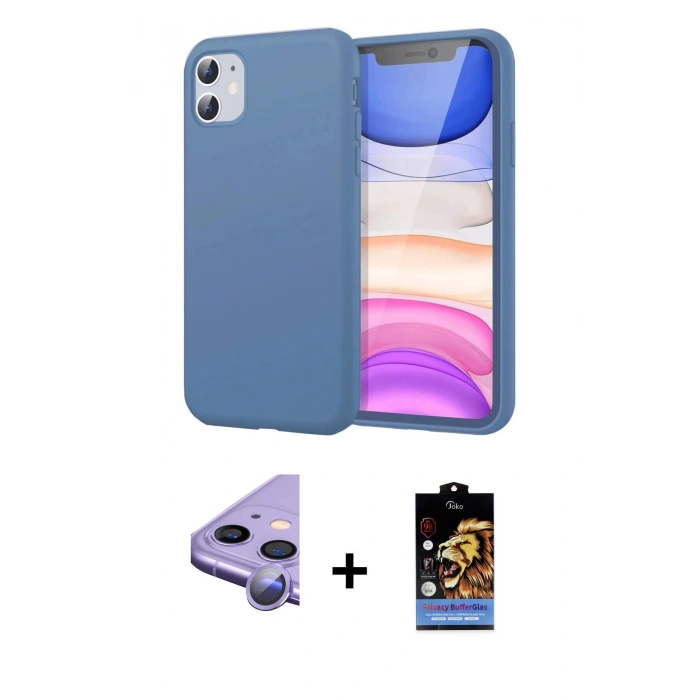 MARSİLYAN™- iPhone 11 Kılıf Kozmos Yansıma Özel Seri - Siyah Buffer Hayalet Cam Ekran Koruyucu + Raze Metal Kamera Lens - MR