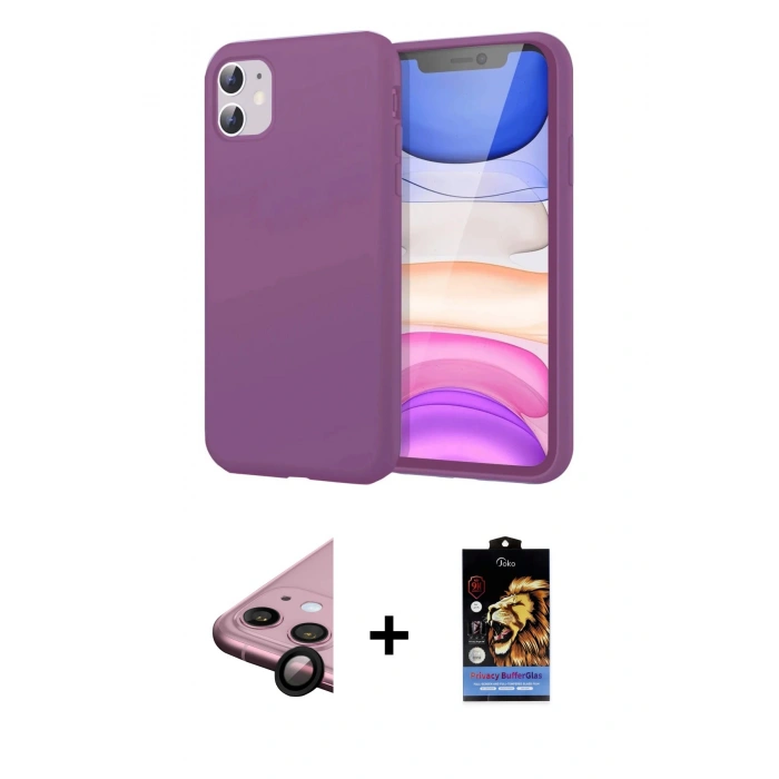 MARSİLYAN™- iPhone 11 Kılıf Kozmos Yansıma Özel Seri - Siyah Buffer Hayalet Cam Ekran Koruyucu + Raze Metal Kamera Lens - SH