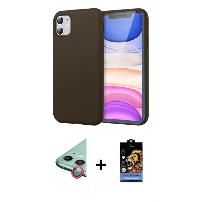 MARSİLYAN™- iPhone 11 Kılıf Kozmos Yansıma Özel Seri - Siyah Buffer Hayalet Cam Ekran Koruyucu + Raze Metal Kamera Lens - KI