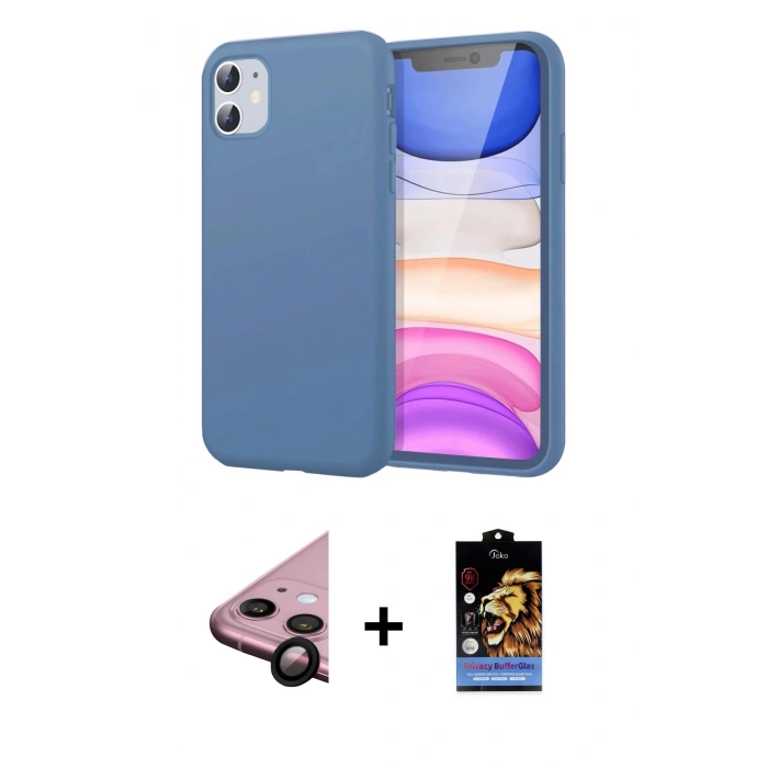 MARSİLYAN™- iPhone 11 Kılıf Kozmos Yansıma Özel Seri - Siyah Buffer Hayalet Cam Ekran Koruyucu + Raze Metal Kamera Lens - SH