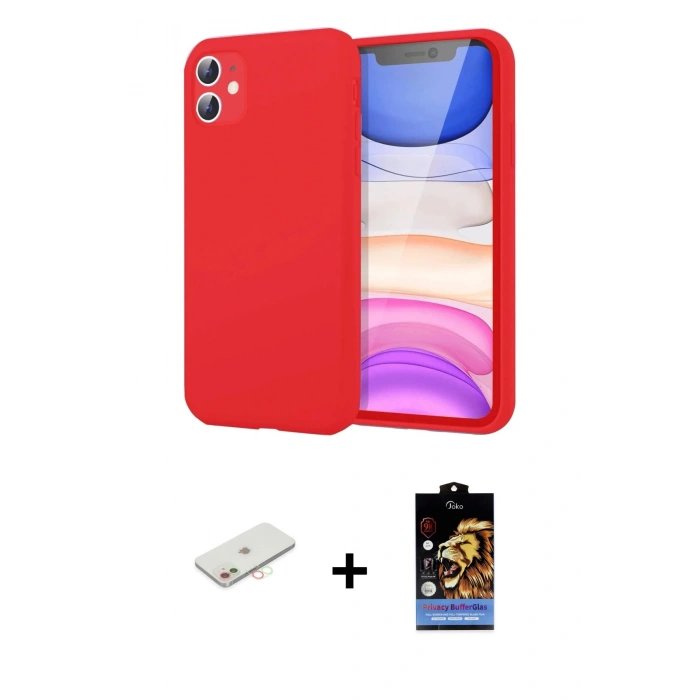MARSİLYAN™- iPhone 11 Kılıf Kozmos Yansıma Özel Seri - Siyah Buffer Hayalet Cam Ekran Koruyucu + Renkli Kamera Lens Koruma Cam - YL