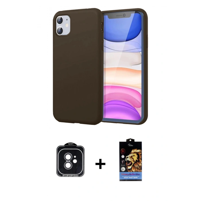 MARSİLYAN™- iPhone 11 Kılıf Kozmos Yansıma Özel Seri - Siyah Buffer Hayalet Cam Ekran Koruyucu + PVD Metal Kamera Lens - SH