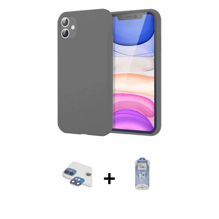 MARSİLYAN™- iPhone 11 Kılıf Kozmos Yansıma Özel Seri - Siyah Joko Magic 5D Cam + Pers Alüminyum Kamera Lens - GI