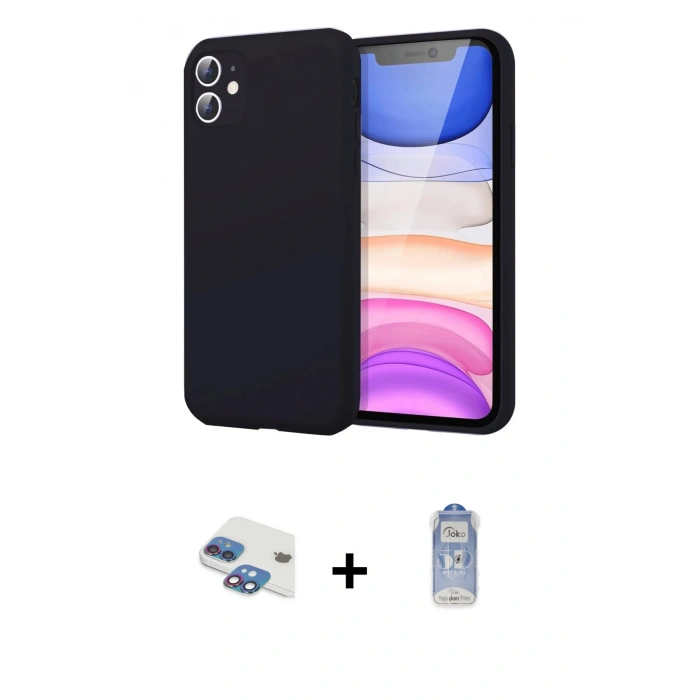 MARSİLYAN™- iPhone 11 Kılıf Kozmos Yansıma Özel Seri - Siyah Joko Magic 5D Cam + Pers Alüminyum Kamera Lens - GI