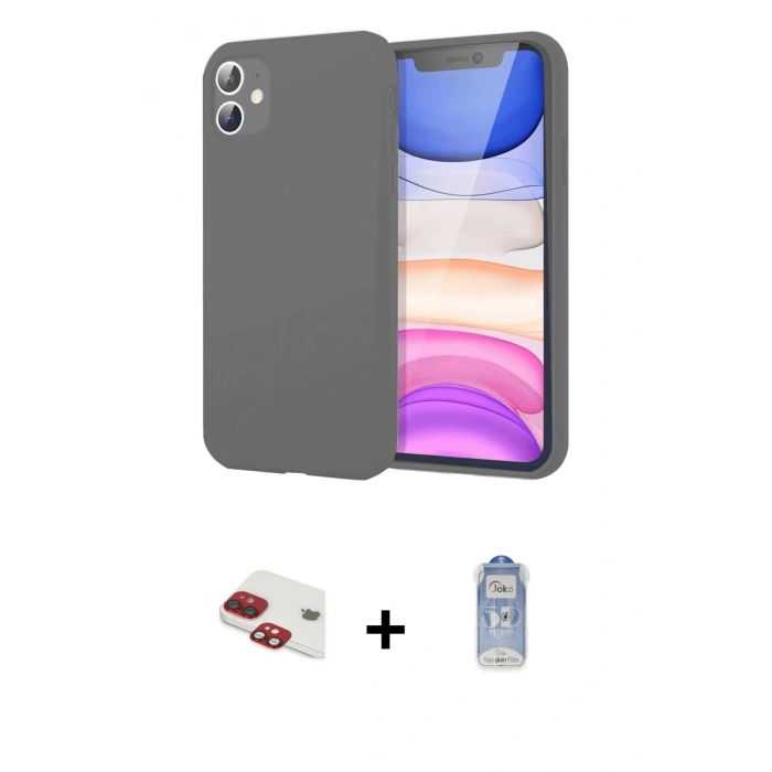 MARSİLYAN™- iPhone 11 Kılıf Kozmos Yansıma Özel Seri - Siyah Joko Magic 5D Cam + Pers Alüminyum Kamera Lens - KI