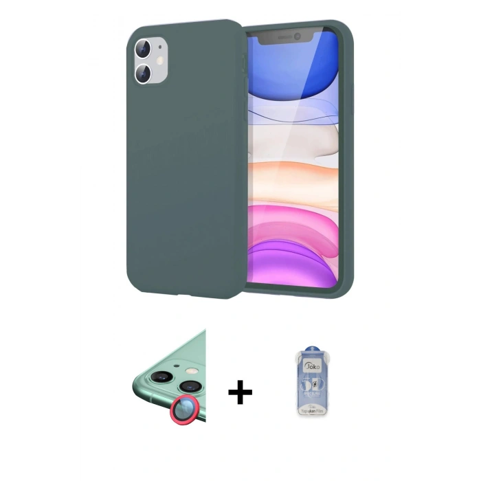 MARSİLYAN™- iPhone 11 Kılıf Kozmos Yansıma Özel Seri - Siyah Joko Magic 5D Cam + Raze Metal Kamera Lens - KI