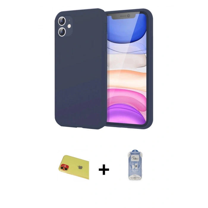 MARSİLYAN™- iPhone 11 Kılıf Kozmos Yansıma Özel Seri - Siyah Joko Magic 5D Cam + Rainbow Kamera Lens Koruma Cam - KI