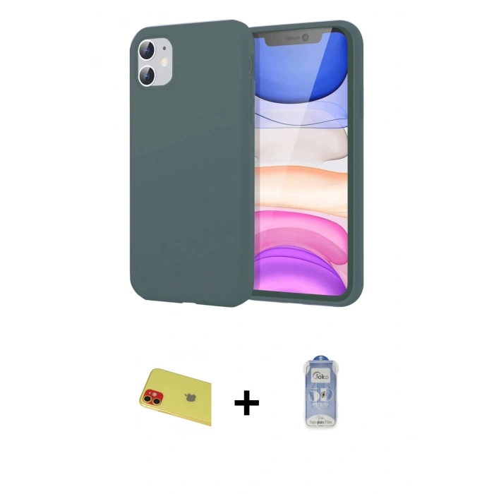 MARSİLYAN™- iPhone 11 Kılıf Kozmos Yansıma Özel Seri - Siyah Joko Magic 5D Cam + Rainbow Kamera Lens Koruma Cam - KI