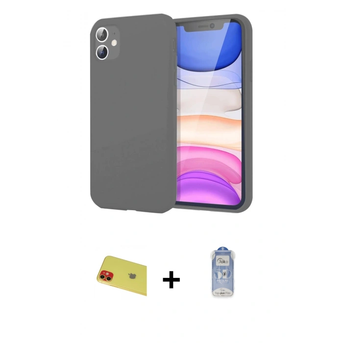 MARSİLYAN™- iPhone 11 Kılıf Kozmos Yansıma Özel Seri - Siyah Joko Magic 5D Cam + Rainbow Kamera Lens Koruma Cam - KI