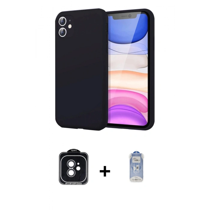 MARSİLYAN™- iPhone 11 Kılıf Kozmos Yansıma Özel Seri - Siyah Joko Magic 5D Cam + Siyah PVD Metal Kamera Lens