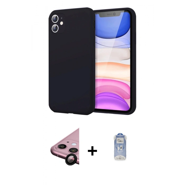 MARSİLYAN™- iPhone 11 Kılıf Kozmos Yansıma Özel Seri - Siyah Joko Magic 5D Cam + Raze Metal Kamera Lens - SH