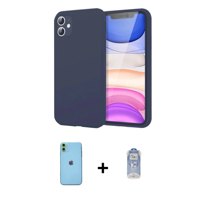 MARSİLYAN™- iPhone 11 Kılıf Kozmos Yansıma Özel Seri - Siyah Joko Magic 5D Cam + Neon Fosforlu Kamera Lens - YL