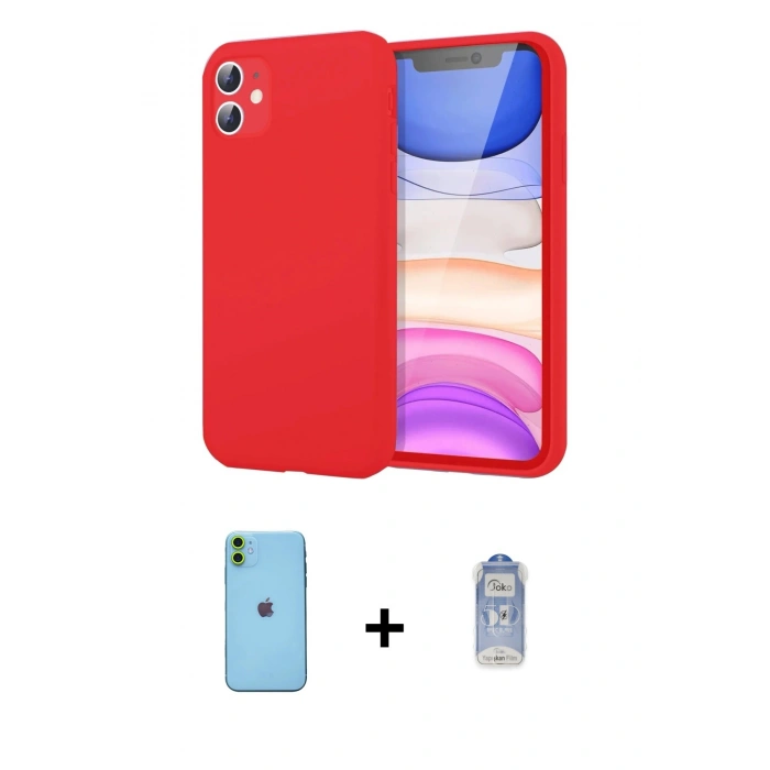MARSİLYAN™- iPhone 11 Kılıf Kozmos Yansıma Özel Seri - Siyah Joko Magic 5D Cam + Neon Fosforlu Kamera Lens - YL