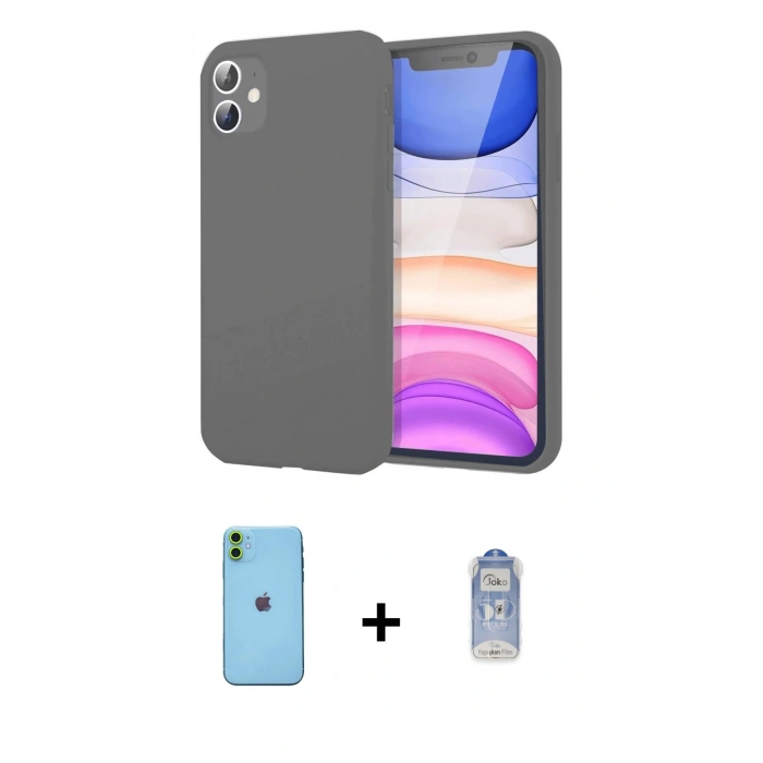 MARSİLYAN™- iPhone 11 Kılıf Kozmos Yansıma Özel Seri - Siyah Joko Magic 5D Cam + Neon Fosforlu Kamera Lens - YL