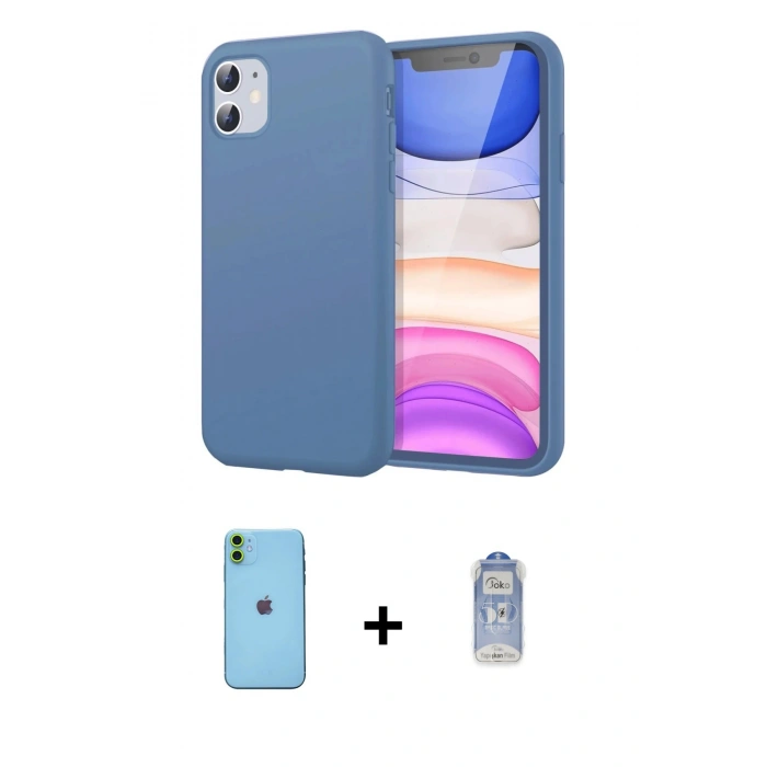 MARSİLYAN™- iPhone 11 Kılıf Kozmos Yansıma Özel Seri - Siyah Joko Magic 5D Cam + Neon Fosforlu Kamera Lens - YL