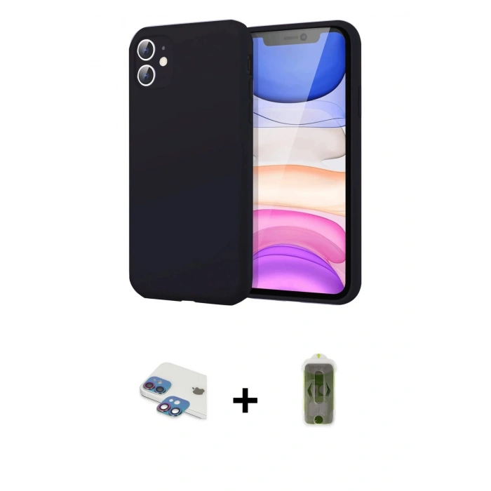 MARSİLYAN™- iPhone 11 Kılıf Kozmos Yansıma Özel Seri - Siyah Joko Magic 5D Hayalet Cam + Pers Alüminyum Kamera Lens - GI