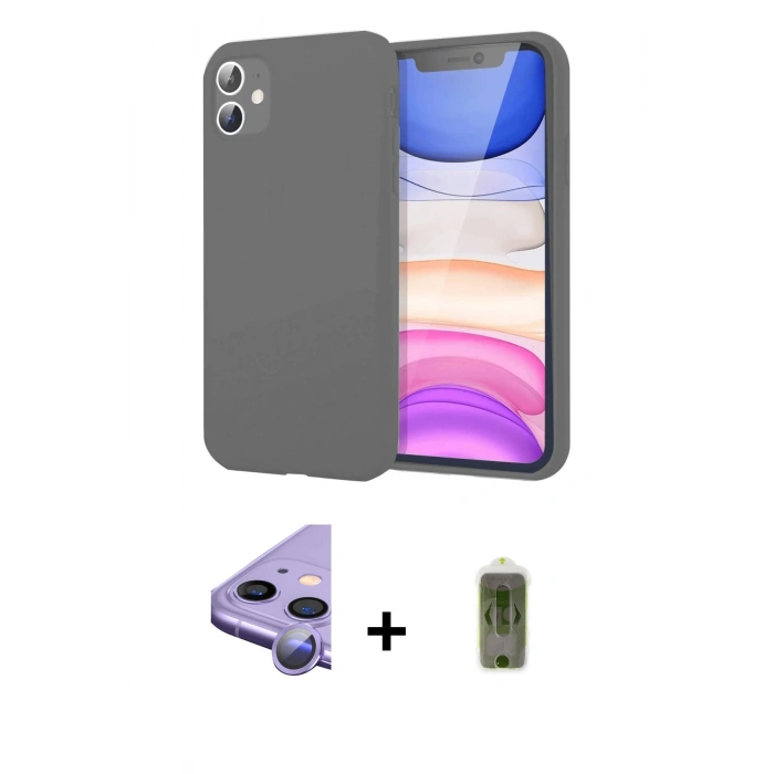 MARSİLYAN™- iPhone 11 Kılıf Kozmos Yansıma Özel Seri - Siyah Joko Magic 5D Hayalet Cam + Raze Metal Kamera Lens - MR