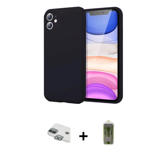 MARSİLYAN™- iPhone 11 Kılıf Kozmos Yansıma Özel Seri - Siyah Joko Magic 5D Hayalet Cam + Pers Alüminyum Kamera Lens - YL