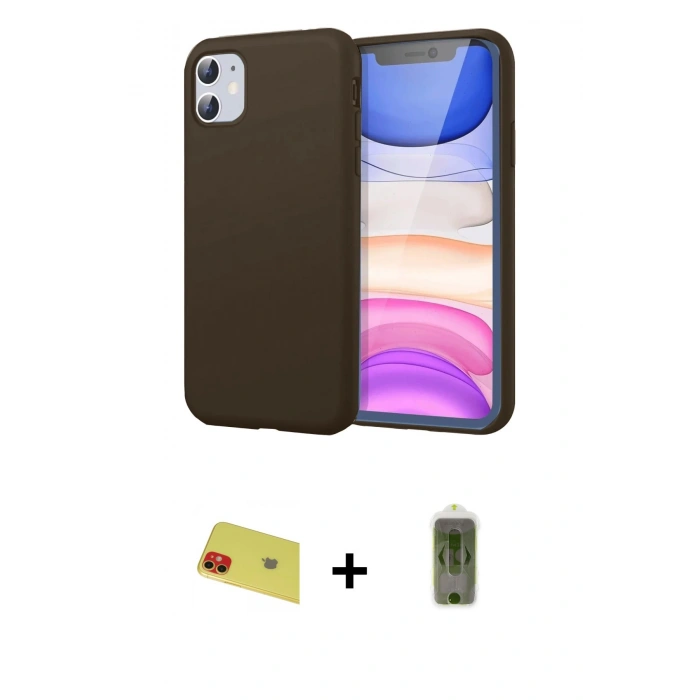 MARSİLYAN™- iPhone 11 Kılıf Kozmos Yansıma Özel Seri - Siyah Joko Magic 5D Hayalet Cam + Rainbow Kamera Lens Koruma Cam - KI