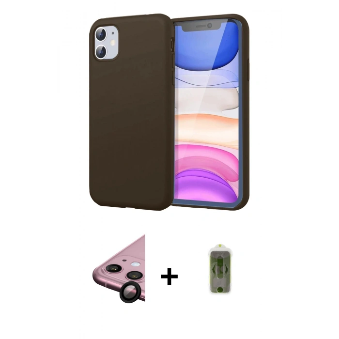 MARSİLYAN™- iPhone 11 Kılıf Kozmos Yansıma Özel Seri - Siyah Joko Magic 5D Hayalet Cam + Raze Metal Kamera Lens - SH