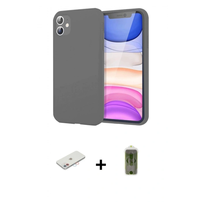 MARSİLYAN™- iPhone 11 Kılıf Kozmos Yansıma Özel Seri - Siyah Joko Magic 5D Hayalet Cam + Renkli Kamera Lens Koruma Cam - PE