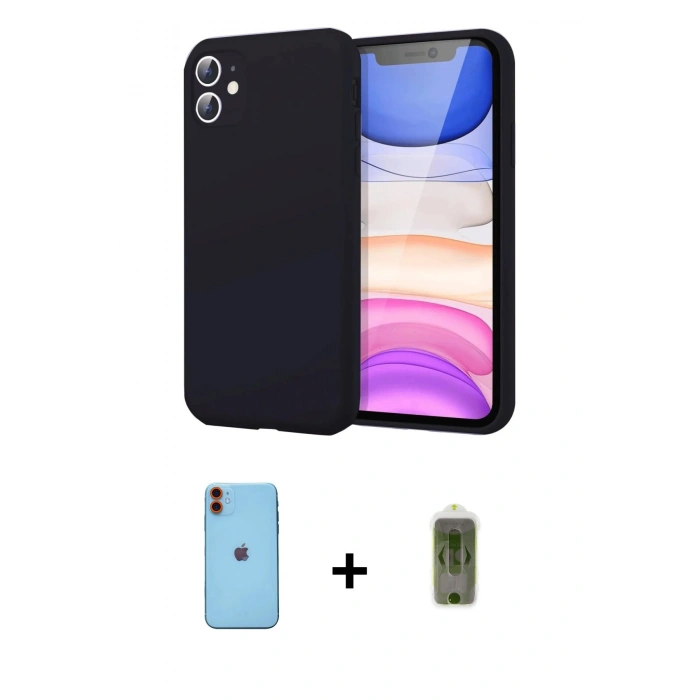 MARSİLYAN™- iPhone 11 Kılıf Kozmos Yansıma Özel Seri - Siyah Joko Magic 5D Hayalet Cam + Neon Fosforlu Kamera Lens - TU